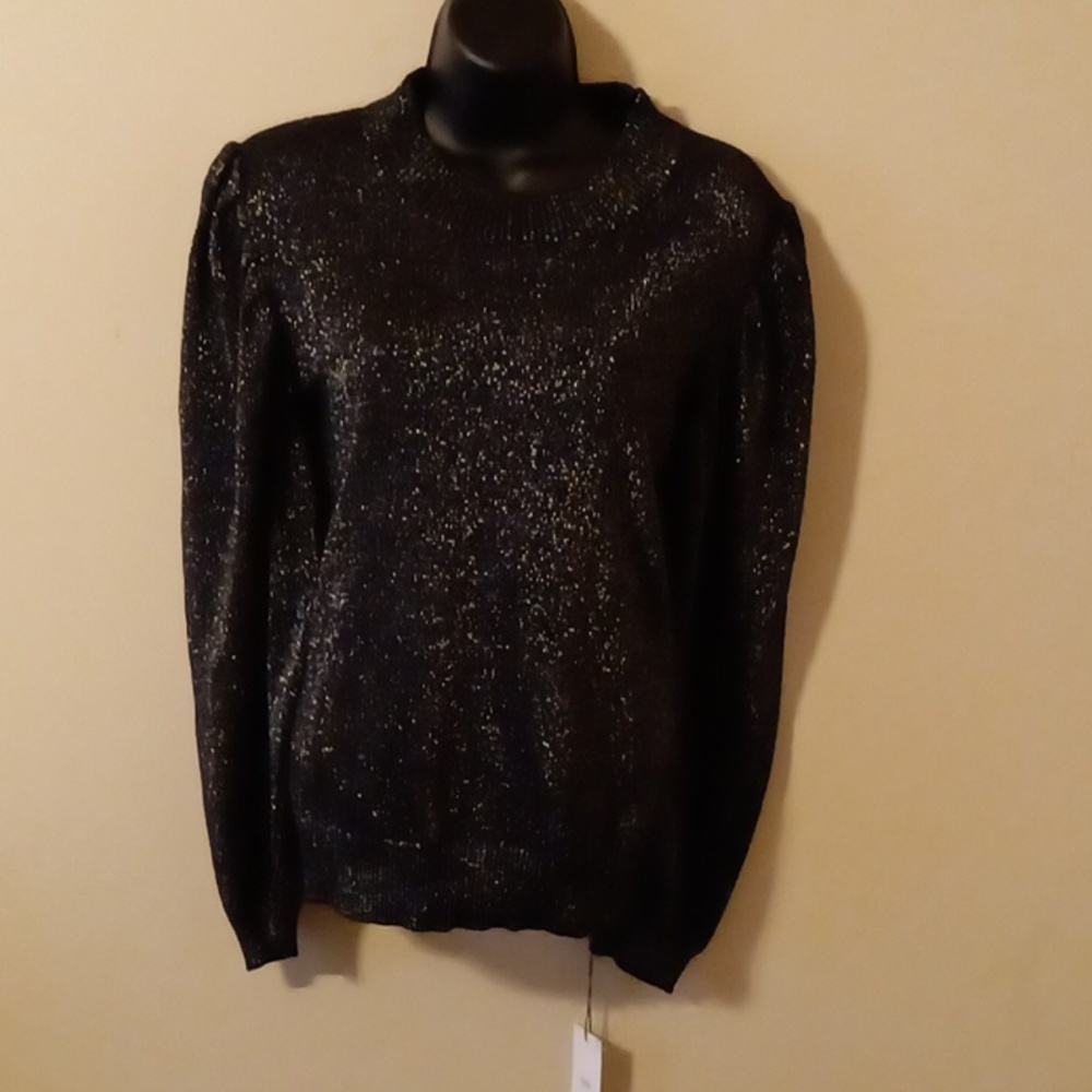 🆕 NWT Liz Claiborne black and silver pullover sweater